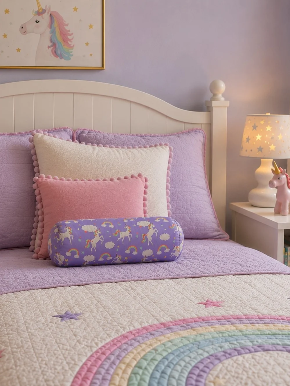 Comfort Bay Purple Unicorn Neck Pillow for Kids